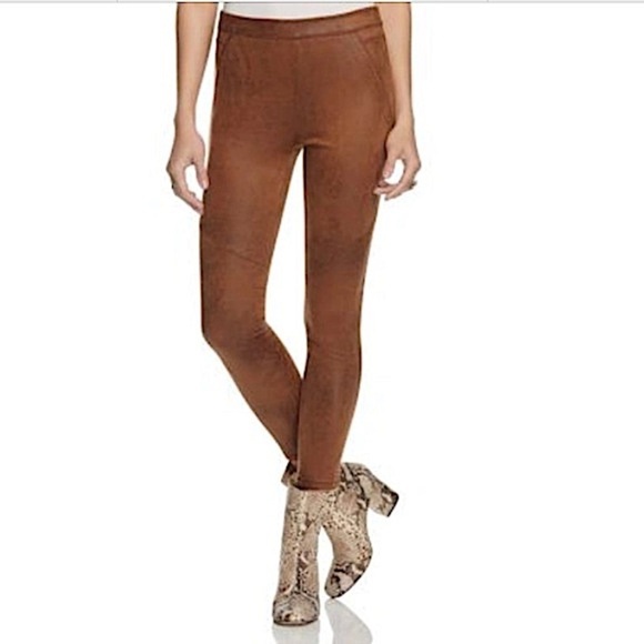Free People Women's MOTO Brown Never Let Go Faux Leather Leggings Size 0 - Picture 1 of 10